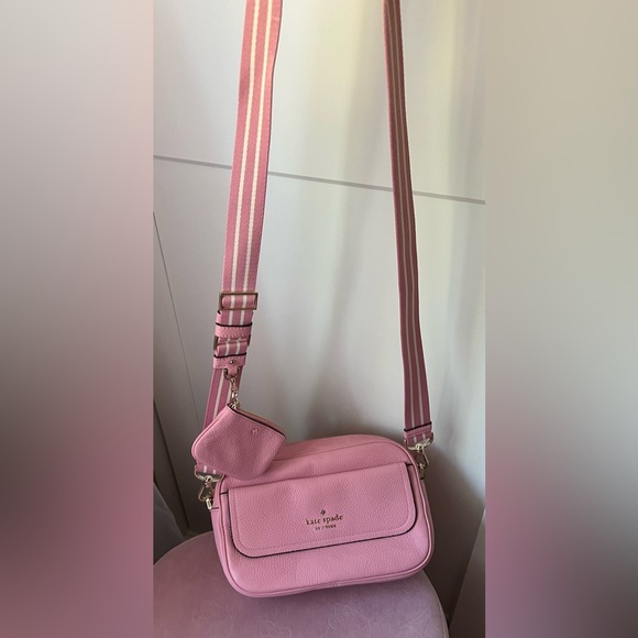 kate spade Handbags - NOT FOR SALE Pink Kate spade Crossbody Bag with Striped Strap